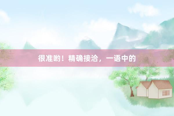很准哟！精确接洽，一语中的